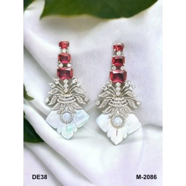 DE38RERH Affordable artificial american diamond gold plated earring