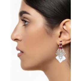 DE38RERH Affordable artificial american diamond gold plated earring