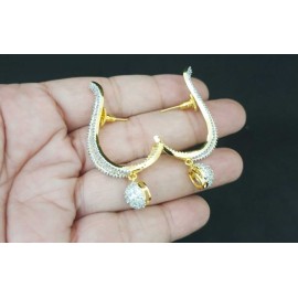 DE41WHGO Chand Bali traditional flower style ethnic gold plated Earrings american diamond jewlery small Earring