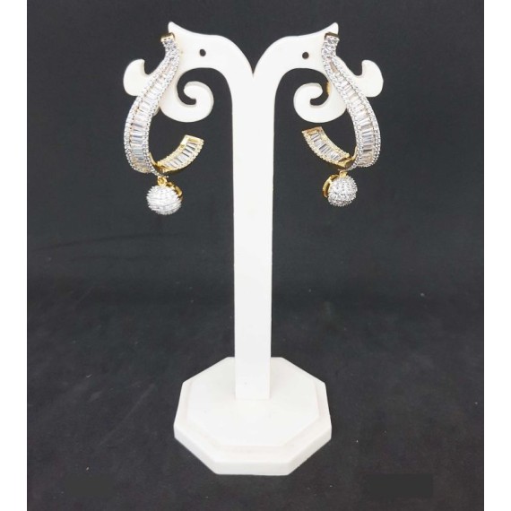 DE41WHGO Chand Bali traditional flower style ethnic gold plated Earrings american diamond jewlery small Earring