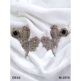 DE42BLRH  traditional parrot bird style ethnic gold plated Earrings american diamond jewlery small Earring