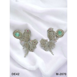 DE42MIRH  traditional parrot bird style ethnic gold plated Earrings american diamond jewlery small Earring