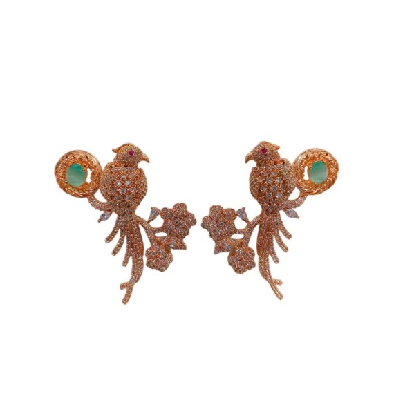 DE42MIRO  traditional parrot bird style ethnic gold plated Earrings american diamond jewlery small Earring