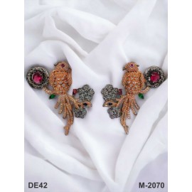 DE42MURO  traditional parrot bird style ethnic gold plated Earrings american diamond jewlery small Earring