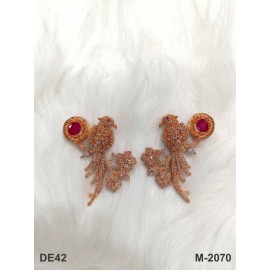 DE42RERO  traditional parrot bird style ethnic gold plated Earrings american diamond jewlery small Earring