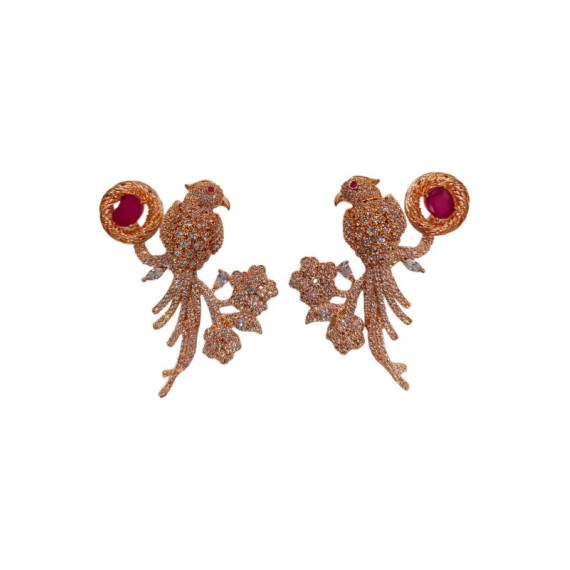 DE42RERO  traditional parrot bird style ethnic gold plated Earrings american diamond jewlery small Earring