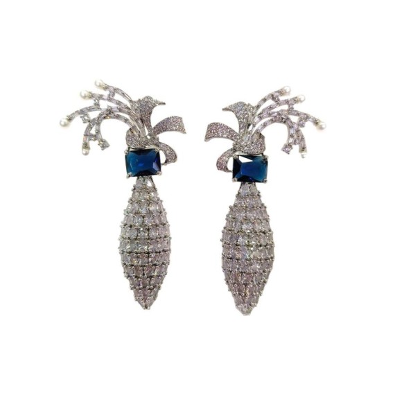 DE43BLRH american diamond jewlery Earring traditional parrot bird style ethnic gold plated Earrings