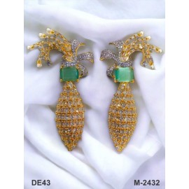 DE43MIGO american diamond jewlery Earring traditional parrot bird style ethnic gold plated Earrings