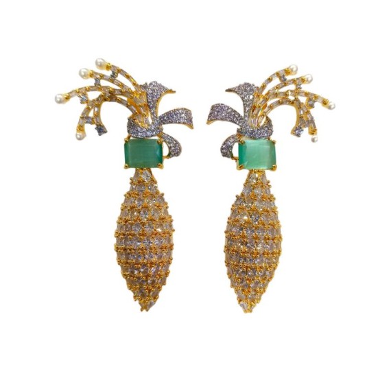 DE43MIGO american diamond jewlery Earring traditional parrot bird style ethnic gold plated Earrings