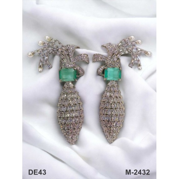 DE43MIRH american diamond jewlery Earring traditional parrot bird style ethnic gold plated Earrings