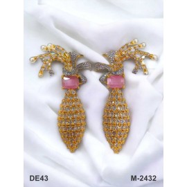 DE43PIGO american diamond jewlery Earring traditional parrot bird style ethnic gold plated Earrings