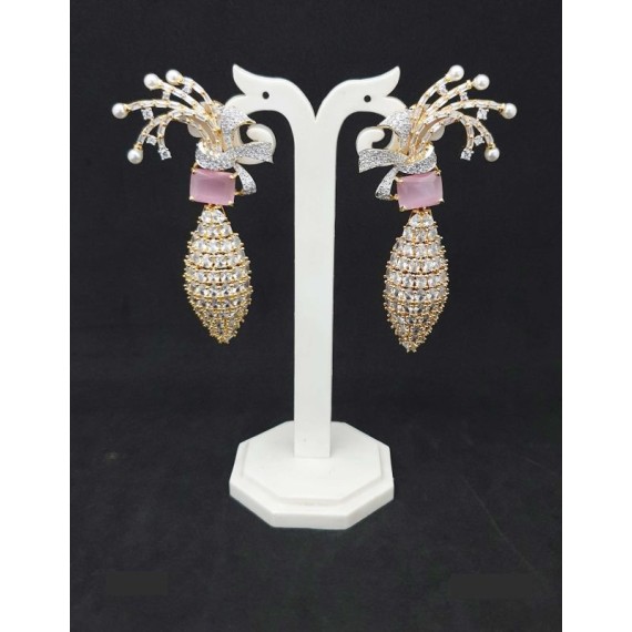 DE43PIGO american diamond jewlery Earring traditional parrot bird style ethnic gold plated Earrings