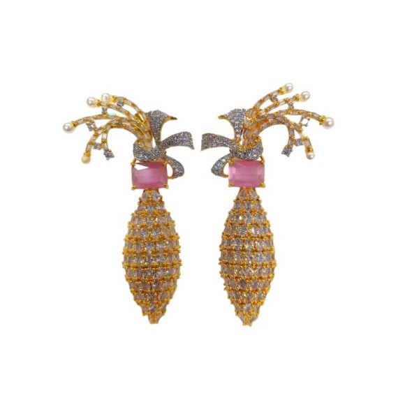 DE43PIGO american diamond jewlery Earring traditional parrot bird style ethnic gold plated Earrings