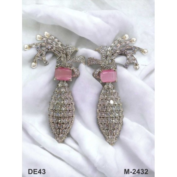 DE43PIRH american diamond jewlery Earring traditional parrot bird style ethnic gold plated Earrings