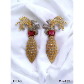 DE43REGO american diamond jewlery Earring traditional parrot bird style ethnic gold plated Earrings