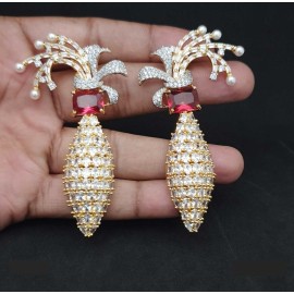 DE43REGO american diamond jewlery Earring traditional parrot bird style ethnic gold plated Earrings