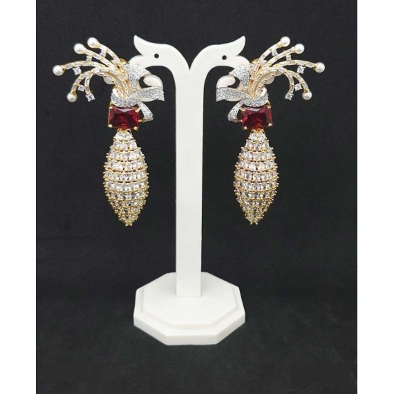 DE43REGO american diamond jewlery Earring traditional parrot bird style ethnic gold plated Earrings