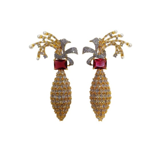 DE43REGO american diamond jewlery Earring traditional parrot bird style ethnic gold plated Earrings