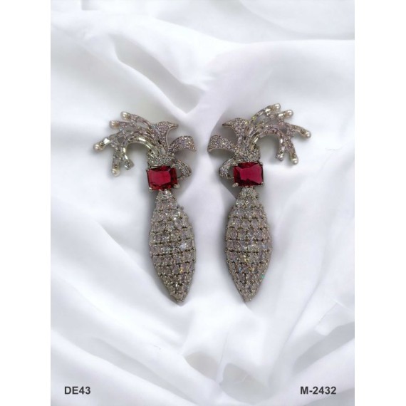 DE43RERH american diamond jewlery Earring traditional parrot bird style ethnic gold plated Earrings