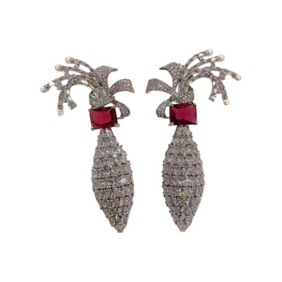 DE43RERH american diamond jewlery Earring traditional parrot bird style ethnic gold plated Earrings