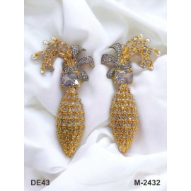 DE43WHGO american diamond jewlery Earring traditional parrot bird style ethnic gold plated Earrings