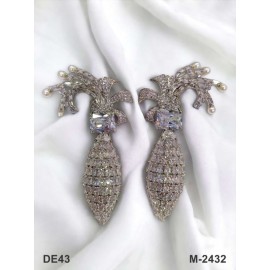 DE43WHRH american diamond jewlery Earring traditional parrot bird style ethnic gold plated Earrings