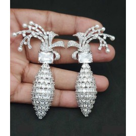 DE43WHRH american diamond jewlery Earring traditional parrot bird style ethnic gold plated Earrings