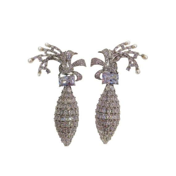 DE43WHRH american diamond jewlery Earring traditional parrot bird style ethnic gold plated Earrings