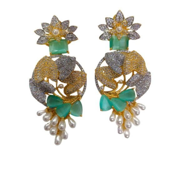 DE44MIGO Big size american diamond jewlery Earring traditional parrot style ethnic gold plated Earrings