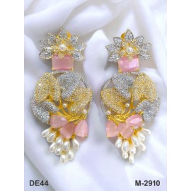 DE44PIGO Big size american diamond jewlery Earring traditional parrot style ethnic gold plated Earrings