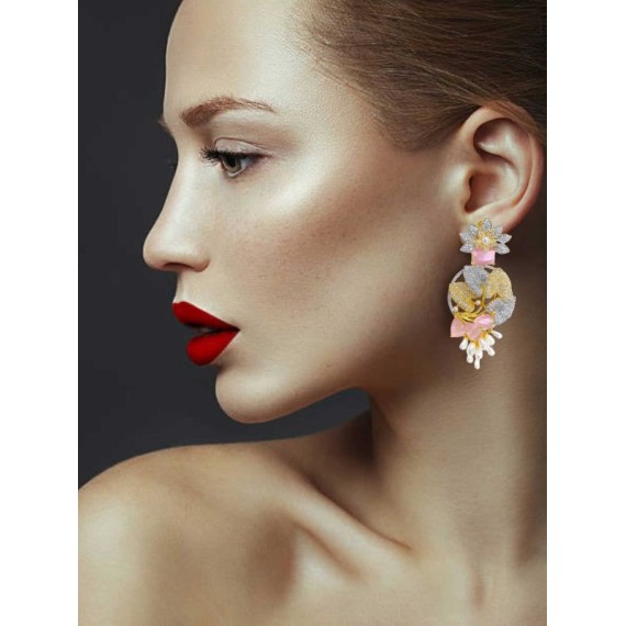 DE44PIGO Big size american diamond jewlery Earring traditional parrot style ethnic gold plated Earrings