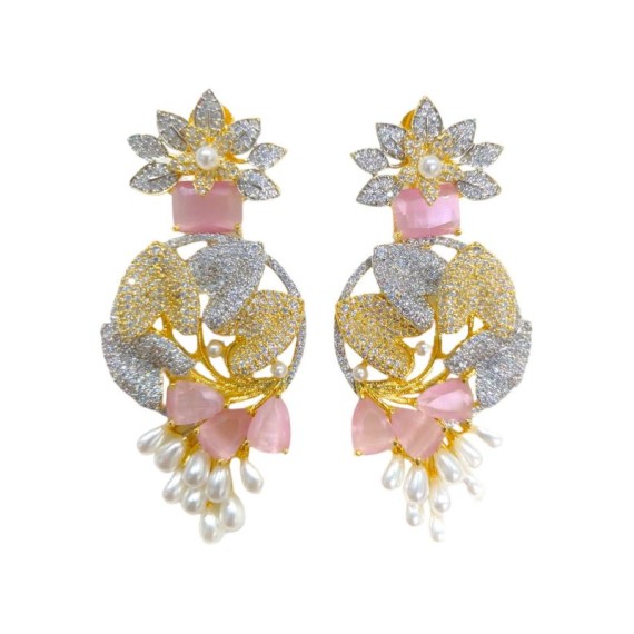 DE44PIGO Big size american diamond jewlery Earring traditional parrot style ethnic gold plated Earrings