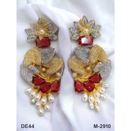 DE44REGO Big size american diamond jewlery Earring traditional parrot style ethnic gold plated Earrings