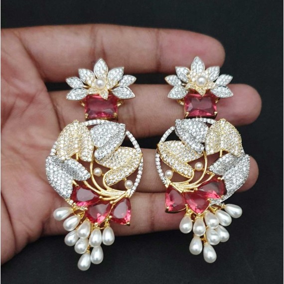 DE44REGO Big size american diamond jewlery Earring traditional parrot style ethnic gold plated Earrings