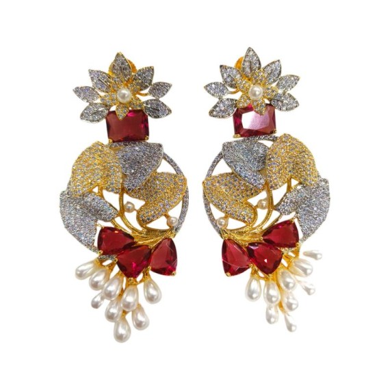 DE44REGO Big size american diamond jewlery Earring traditional parrot style ethnic gold plated Earrings