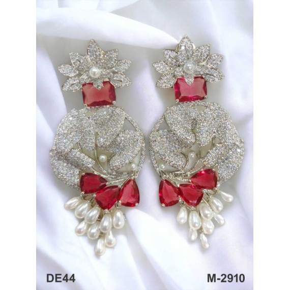 DE44RERH Big size american diamond jewlery Earring traditional parrot style ethnic gold plated Earrings