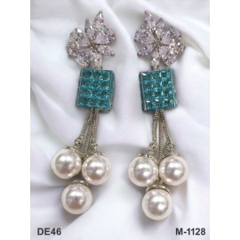 DE46AQRH american diamond jewlery Indian stud Earring Women Traditional Bollywood Style Wedding Ethnic AD