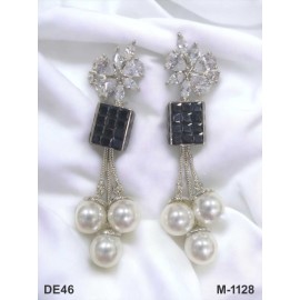 DE46BKRH american diamond jewlery Indian stud Earring Women Traditional Bollywood Style Wedding Ethnic AD