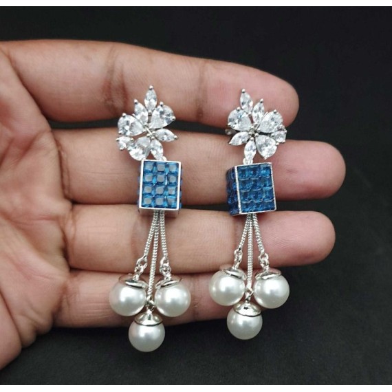 DE46BLRHH american diamond jewlery Indian stud Earring Women Traditional Bollywood Style Wedding Ethnic AD