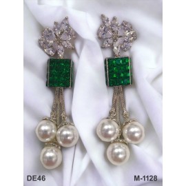 DE46GRRH american diamond jewlery Indian stud Earring Women Traditional Bollywood Style Wedding Ethnic AD