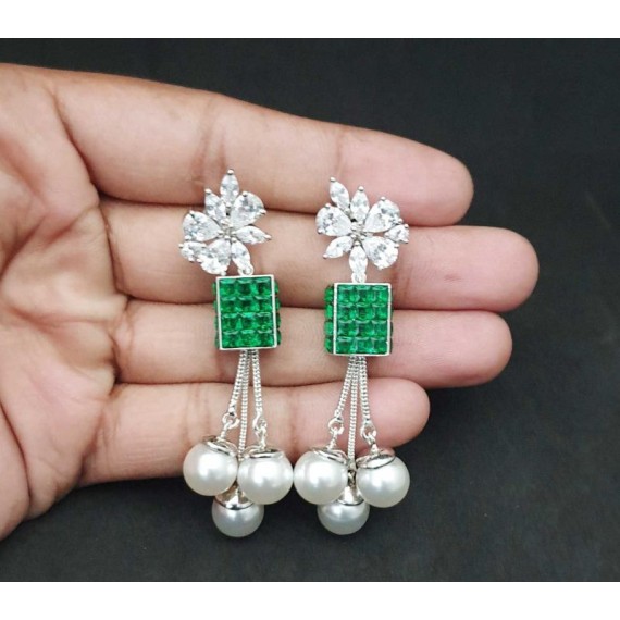 DE46GRRH american diamond jewlery Indian stud Earring Women Traditional Bollywood Style Wedding Ethnic AD