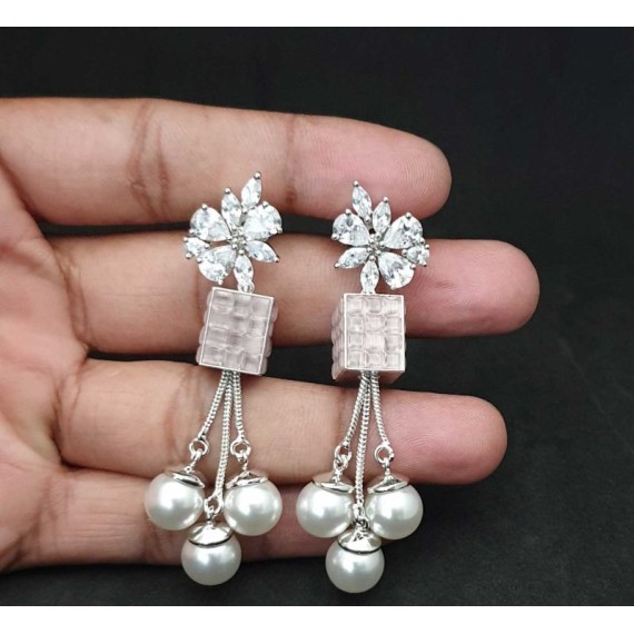 DE46PIRH american diamond jewlery Indian stud Earring Women Traditional Bollywood Style Wedding Ethnic AD