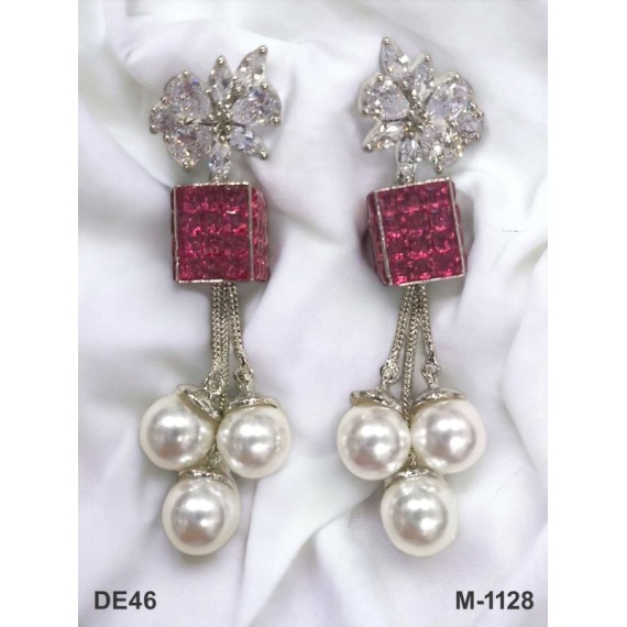 DE46RERH american diamond jewlery Indian stud Earring Women Traditional Bollywood Style Wedding Ethnic AD