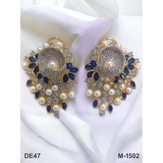 DE47BLGO american diamond jewlery Indian stud Earring Women Traditional Bollywood Style Wedding Ethnic AD