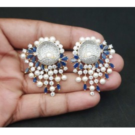 DE47BLGO american diamond jewlery Indian stud Earring Women Traditional Bollywood Style Wedding Ethnic AD