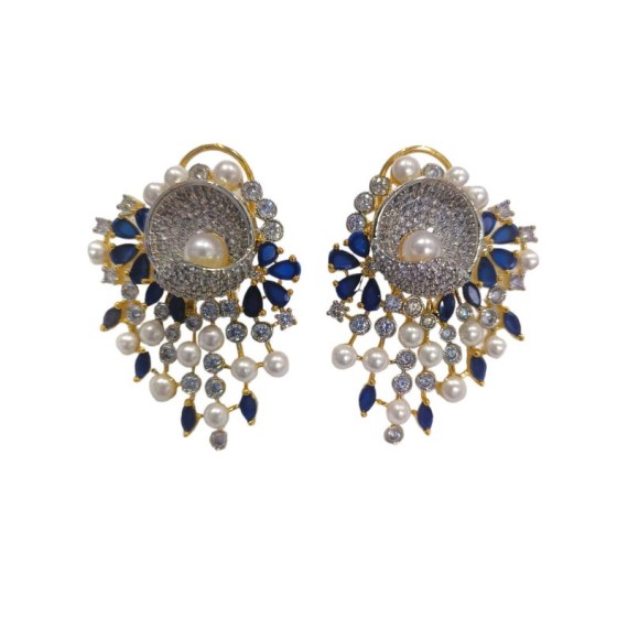 DE47BLGO american diamond jewlery Indian stud Earring Women Traditional Bollywood Style Wedding Ethnic AD