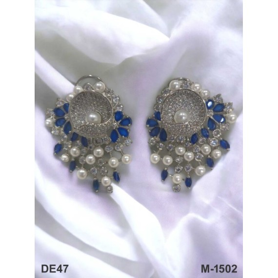 DE47BLRH american diamond jewlery Indian stud Earring Women Traditional Bollywood Style Wedding Ethnic AD