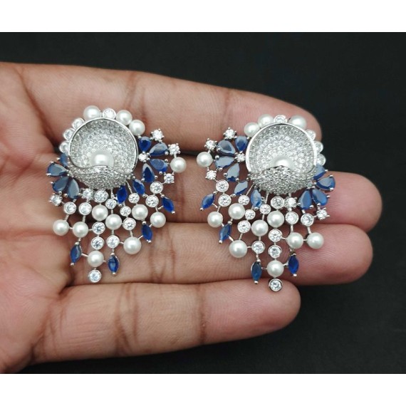 DE47BLRH american diamond jewlery Indian stud Earring Women Traditional Bollywood Style Wedding Ethnic AD