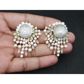 DE47MIGO american diamond jewlery Indian stud Earring Women Traditional Bollywood Style Wedding Ethnic AD