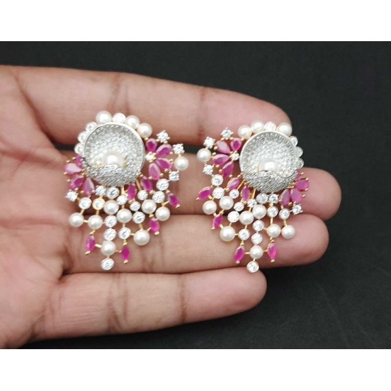 DE47REGO american diamond jewlery Indian stud Earring Women Traditional Bollywood Style Wedding Ethnic AD